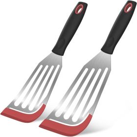 Fish Spatula Turner Set of 2, Heat Resistant Silicone Edge Slotted Fish Spatulas for Nonstick Cookware