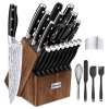 23 Pcs Kitchen Knife Set with Block, High Carbon Stainless Steel Chef Knife Set, Ultra Sharp, Full-Tang Design