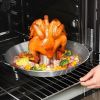 1pc Stainless Steel Round Roasting Pan; Chicken Roaster Rack Holder; 12.4inch/31.5cm; Thanksgiving Gift; Dishwasher Safe