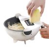 1Set Cutting And Draining Basket; Multifunctional Vegetable Cutting Artifact; Household Potato Shredded Slices Tools; Kitchen Vegetable Cutting And Dr