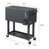 87.5*91*38.5cm 80QT Rectangular Plastic Box Iron Foot Tube Refrigeration and Insulation Cart Dark Grey