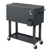 87.5*91*38.5cm 80QT Rectangular Plastic Box Iron Foot Tube Refrigeration and Insulation Cart Dark Grey