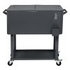 87.5*91*38.5cm 80QT Rectangular Plastic Box Iron Foot Tube Refrigeration and Insulation Cart Dark Grey