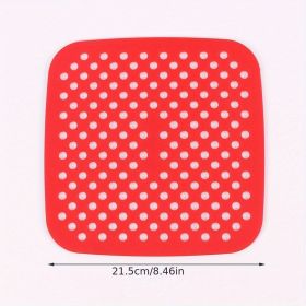 1pc 7.5in/8in/9in Air Fryer Liner Silicone Air Fryer Mat (Color: Red, Style: Square 8.5in)