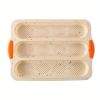 1pc; Silicone Baguette Pan; French Bread Baking Pan; Perforated 3 Loaves Baguettes Bakery Tray; Baking Tools; Kitchen Gadgets; Home Kitchen Items